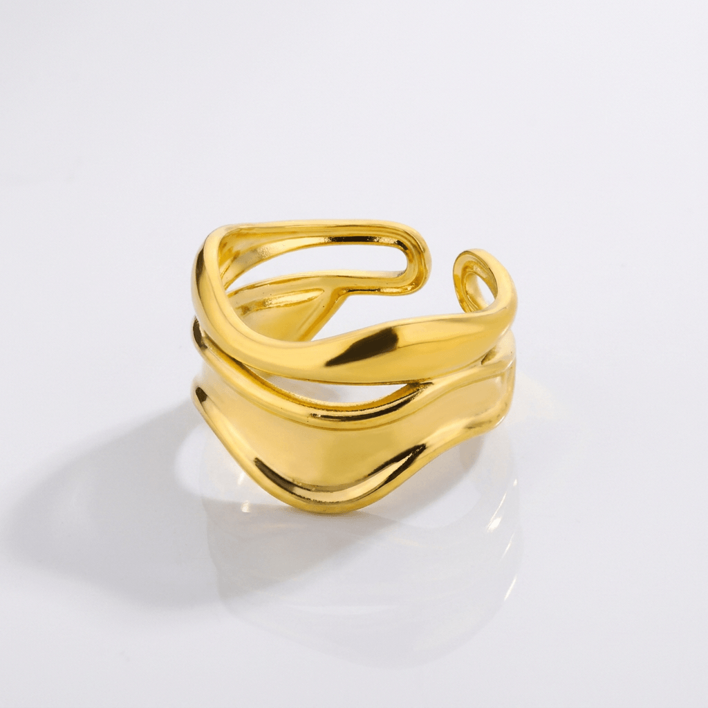 Anel Wave Banhado em Ouro 18k