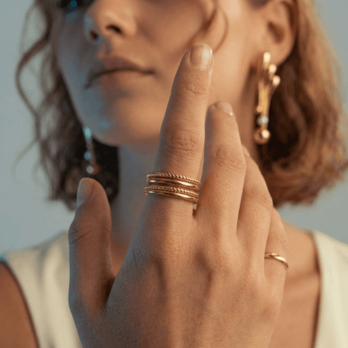 Anel Duna Banhado em Ouro 18k