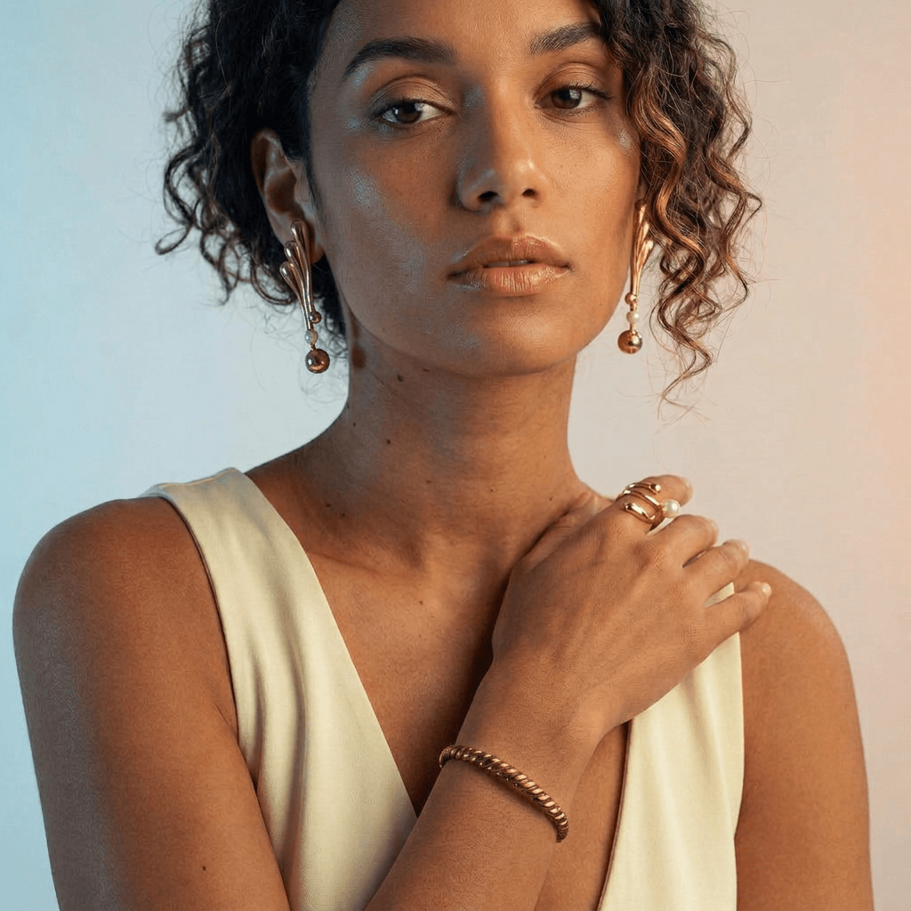 Bracelete Trançado Banhado em Ouro 18k