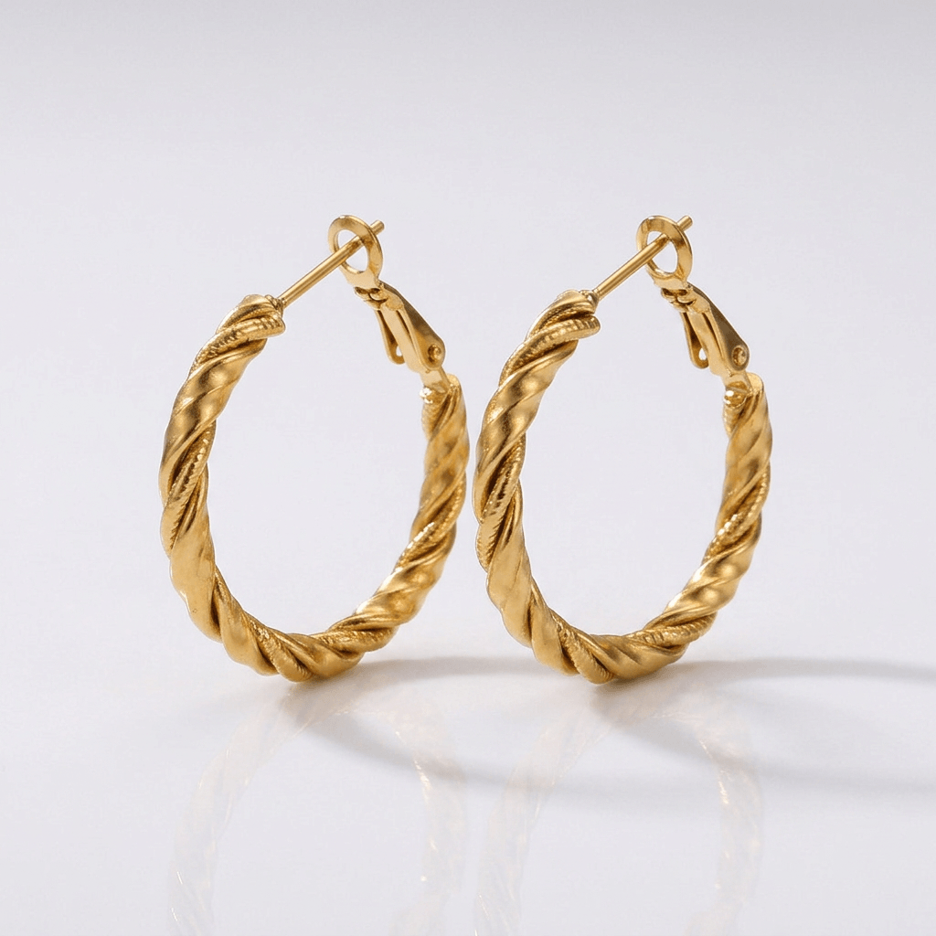 Brinco de Argola Trançado Banhado em Ouro 18k
