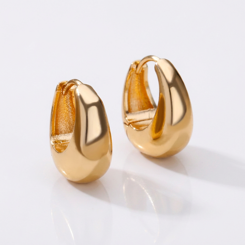 Brinco De Argola Gota Banhado em Ouro 18k