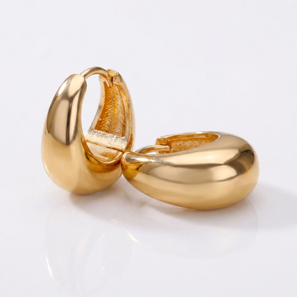 Brinco De Argola Gota Banhado em Ouro 18k