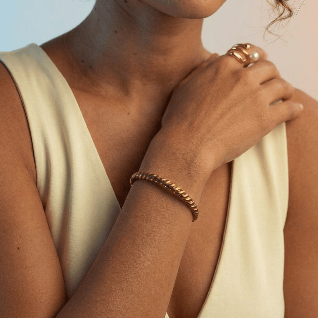 Bracelete Trançado Banhado em Ouro 18k