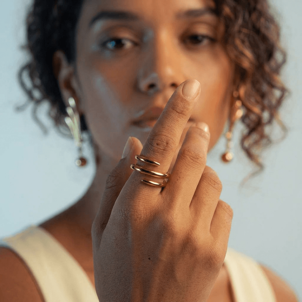 Anel Serpe Banhado em Ouro 18k