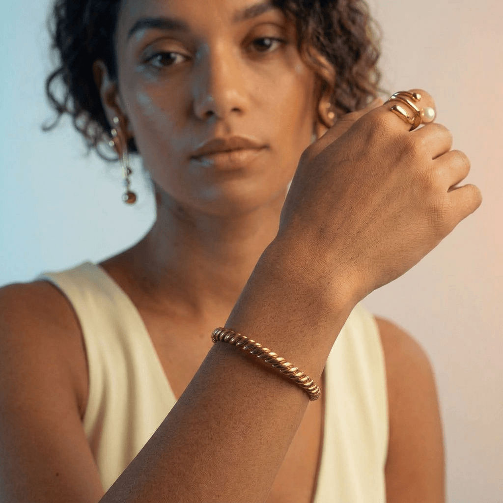 Bracelete Trançado Banhado em Ouro 18k