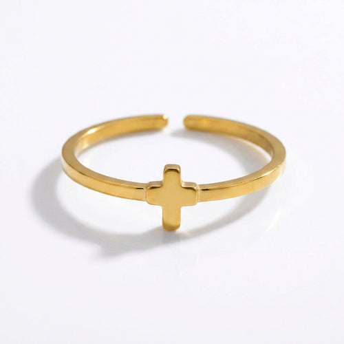 Anel Cruz Banhado em Ouro 18k