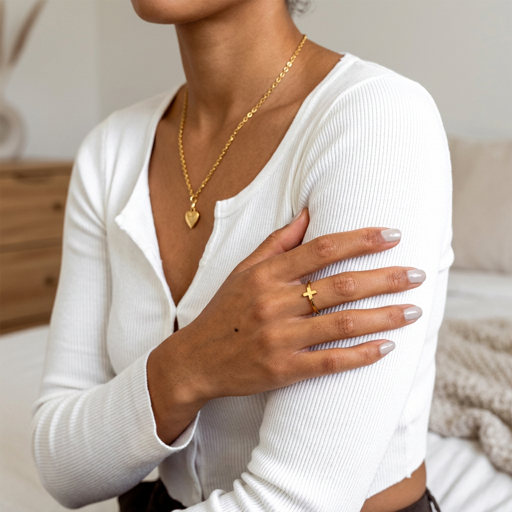 Anel Cruz Banhado em Ouro 18k